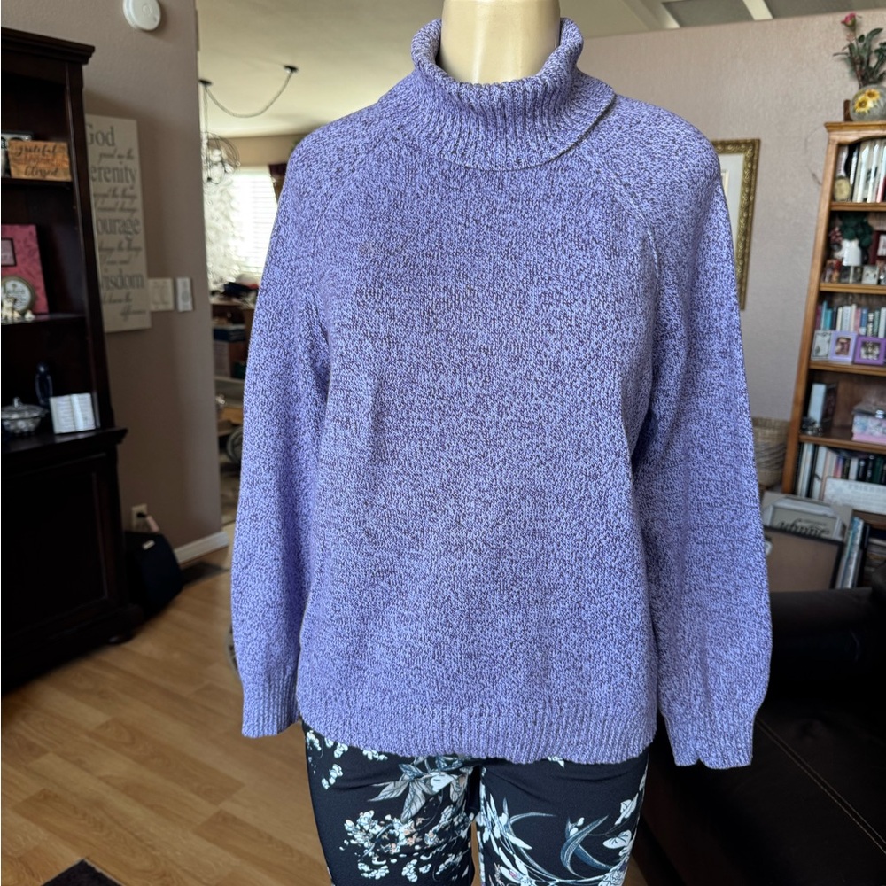 Karen Scott lavender thick long sleeve turtleneck sweater-size L - Picture 5 of 9